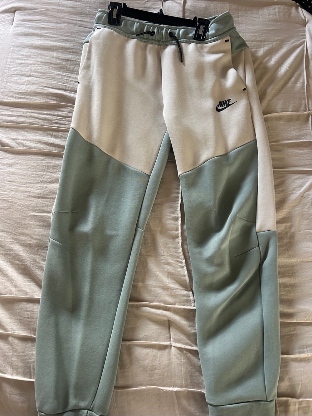 Nike Tech Fleece Kids Sage Green and White Colorblock Joggers